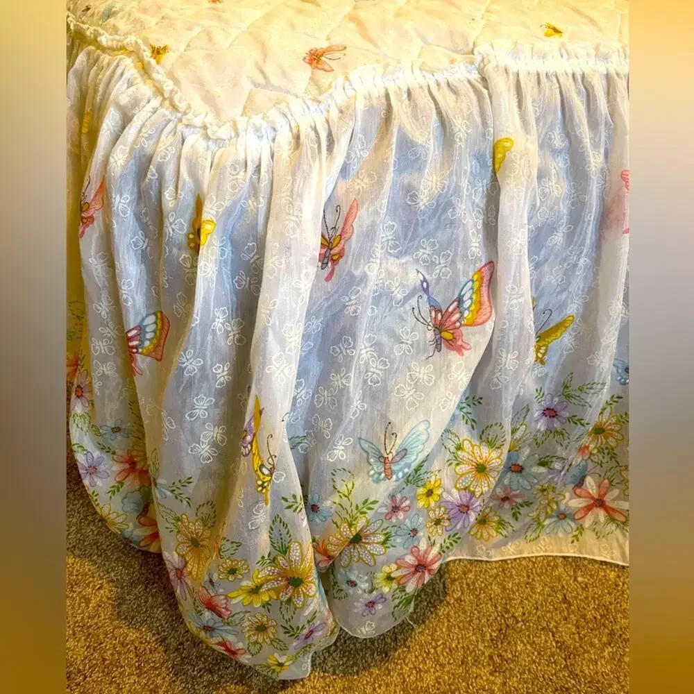 70s fairycore butterfly bedspread floral